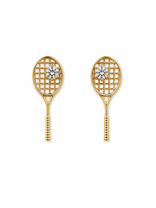 14K Yellow Gold Tennis Racquet Earrings | T14KDIA26030003