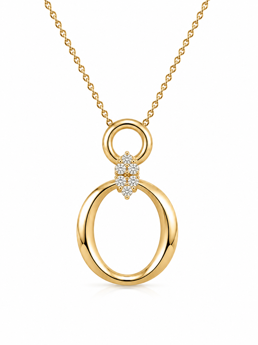 Diamond Circle Pendant Necklace | T14K25090315