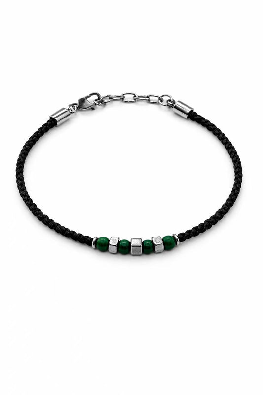 Men's Braided Cord and Green Gemsto