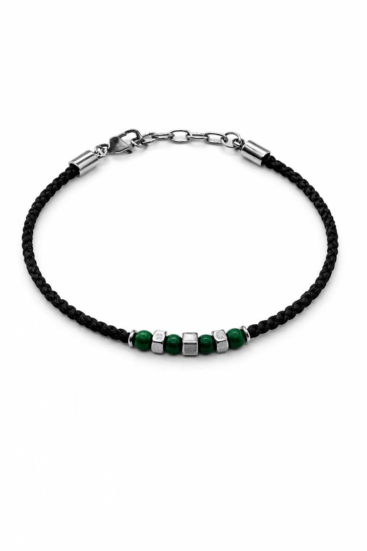 Men's Braided Cord and Green Gemsto