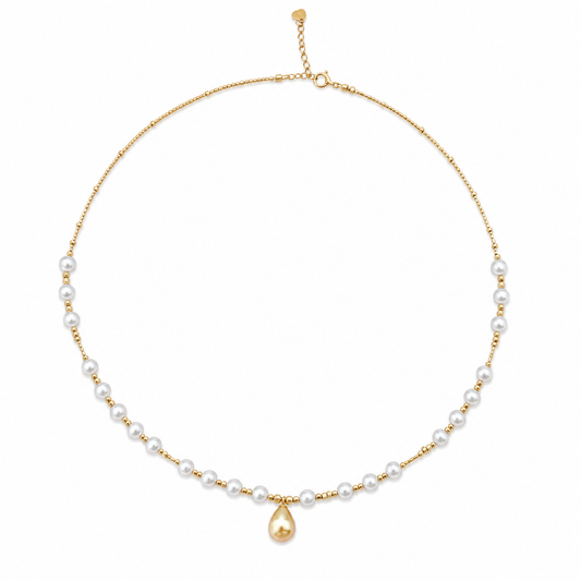 Akoya & South Sea Golden Pearl Necklace | T18KPRL26030257