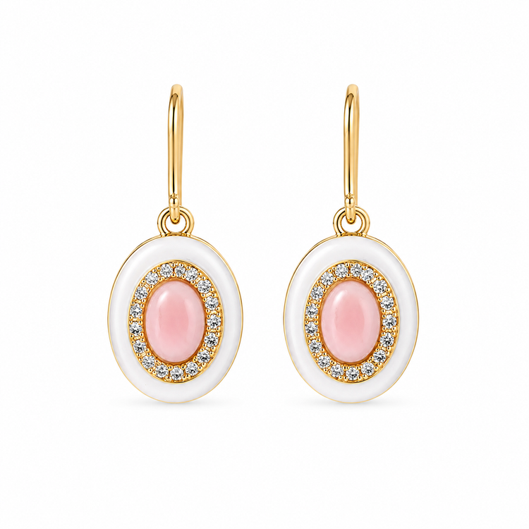 Natural Conch Pearl Hoop & Dangle Earrings – Sterling Silver 925