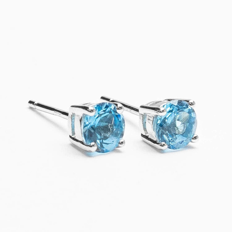 Swiss Blue Topaz (F)Solitaire Earrings 5mm