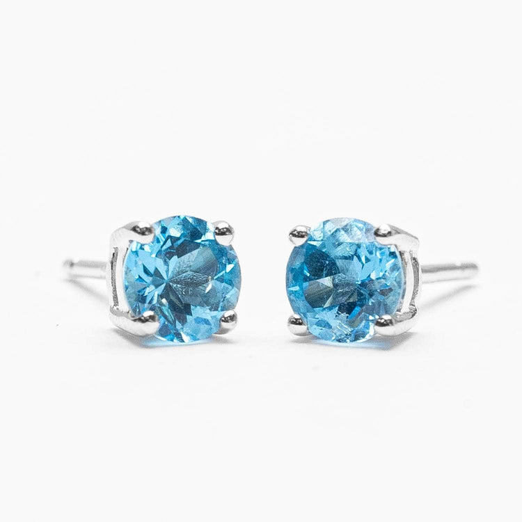 Swiss Blue Topaz (F)Solitaire Earrings 5mm