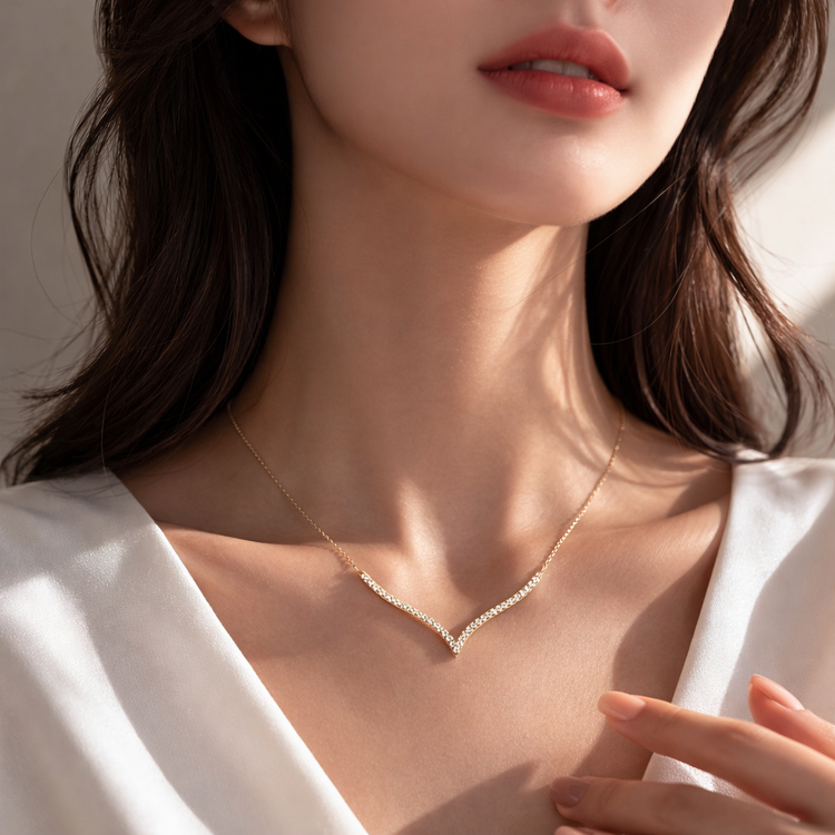V style diamond necklace