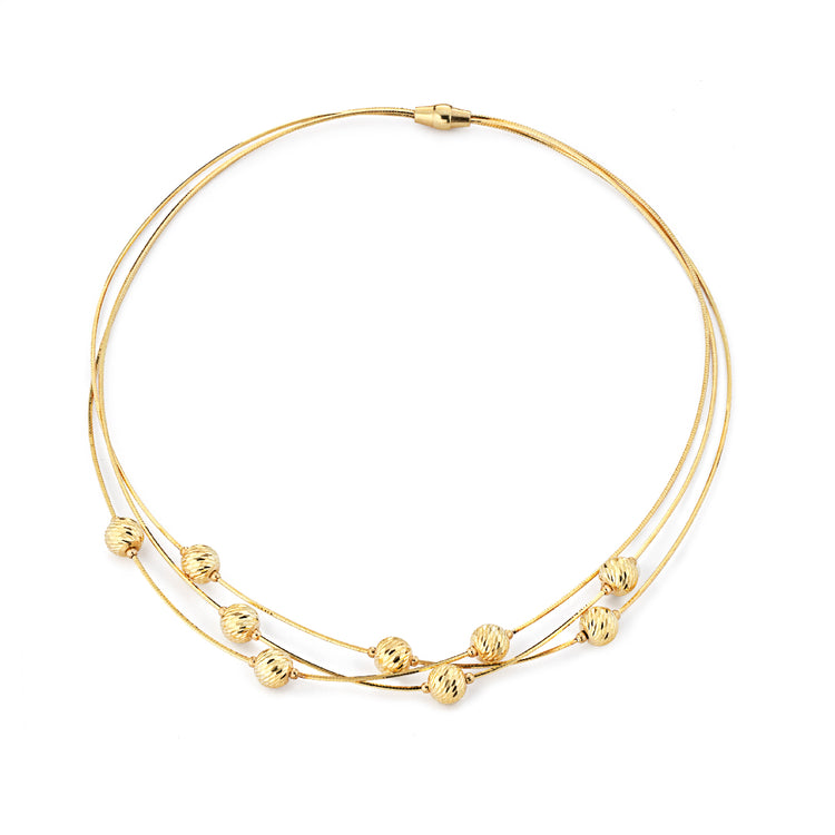 Gold Multi-Strand Beaded Necklace
