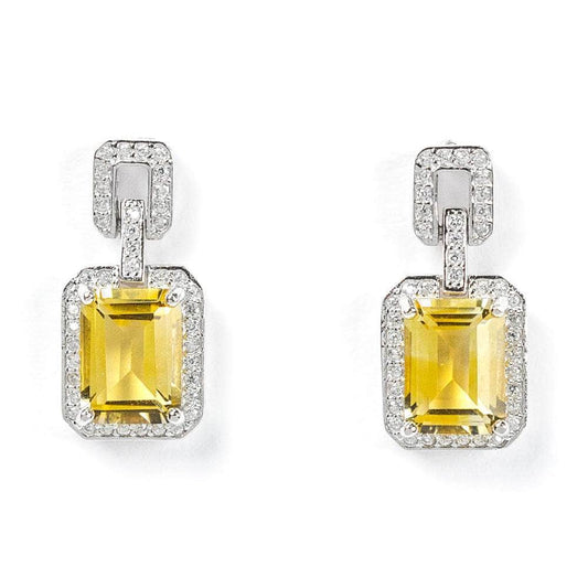 Silver Earrings-citrine-dangle