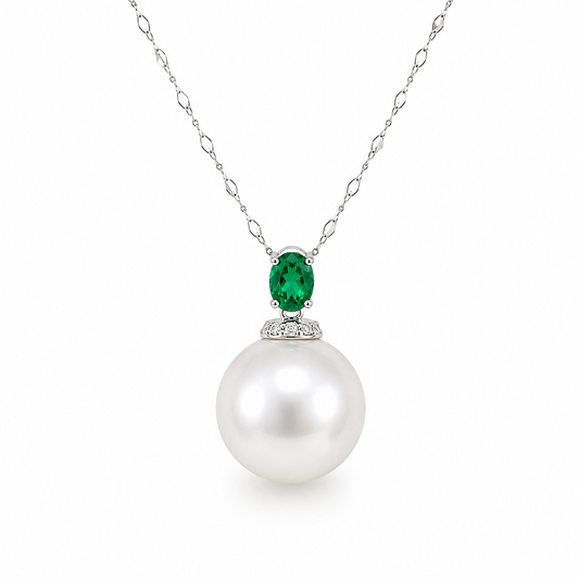 South Sea Pearl with Emerald set