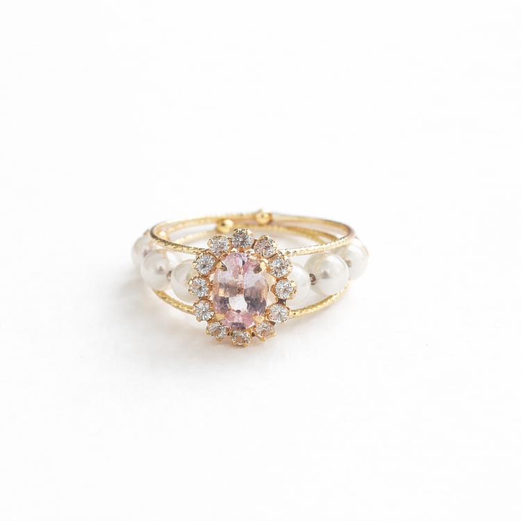 Pink Sapphire & Akoya Pearl Spring Ring | T18KRG25090035