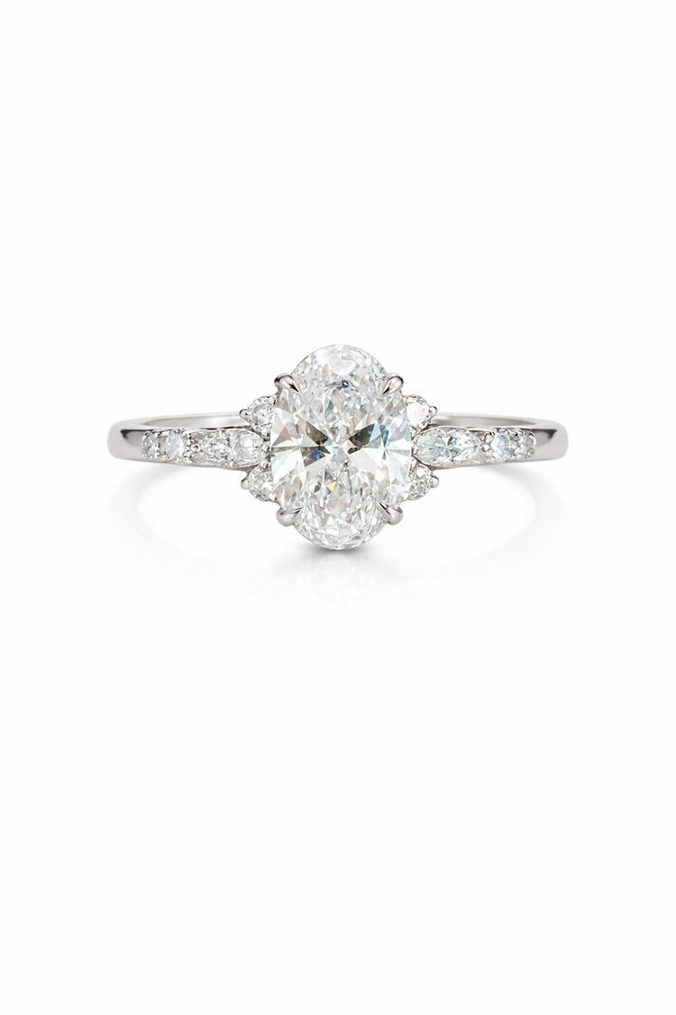 1.01ct Lab Grown Oval Diamond Engagement Ring | T18KDIA26030210