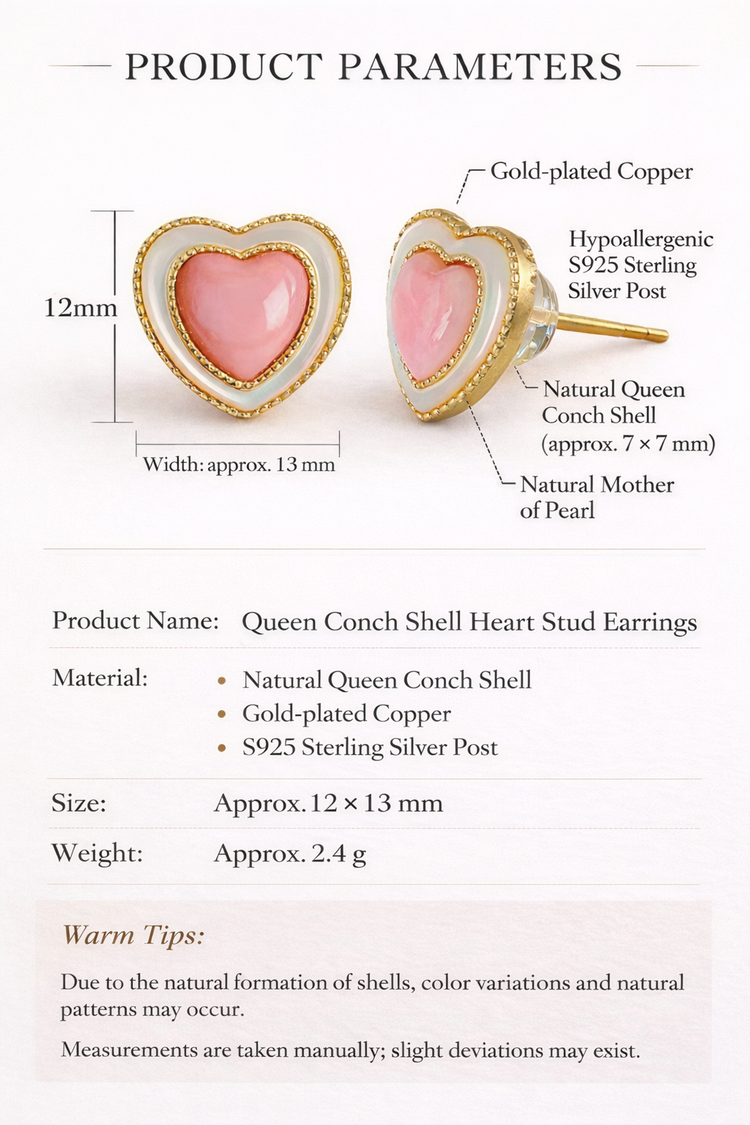 Natural Queen Conch pearl stud earrings