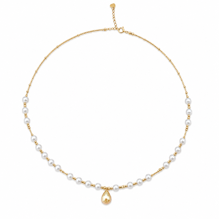 Akoya &  South Sea Golden Pearl Necklace | T18KPRL26030257