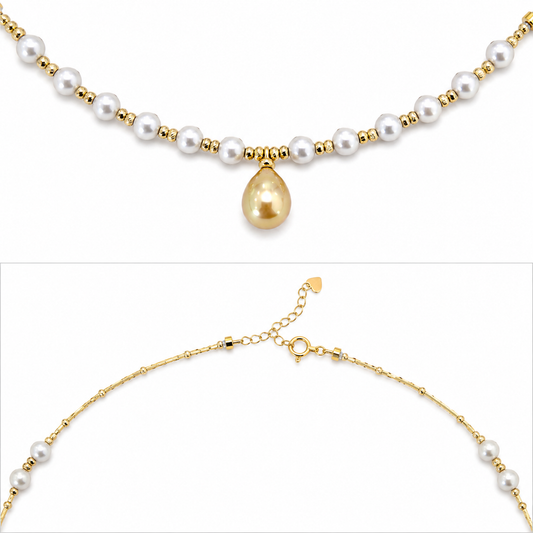 Akoya &  South Sea Golden Pearl Necklace | T18KPRL26030257