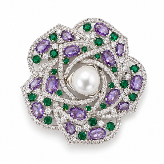 Australian South Sea Pearl Floral Brooch Pendant