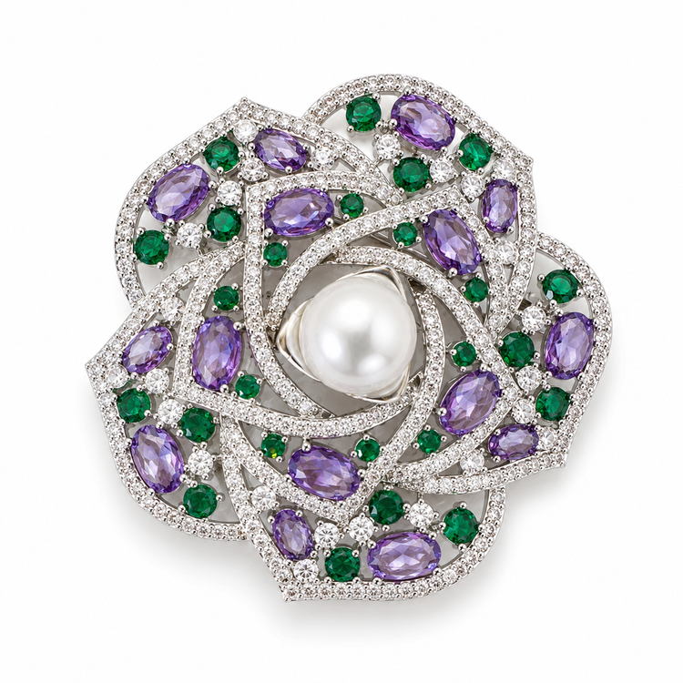 Australian South Sea Pearl Floral Brooch Pendant