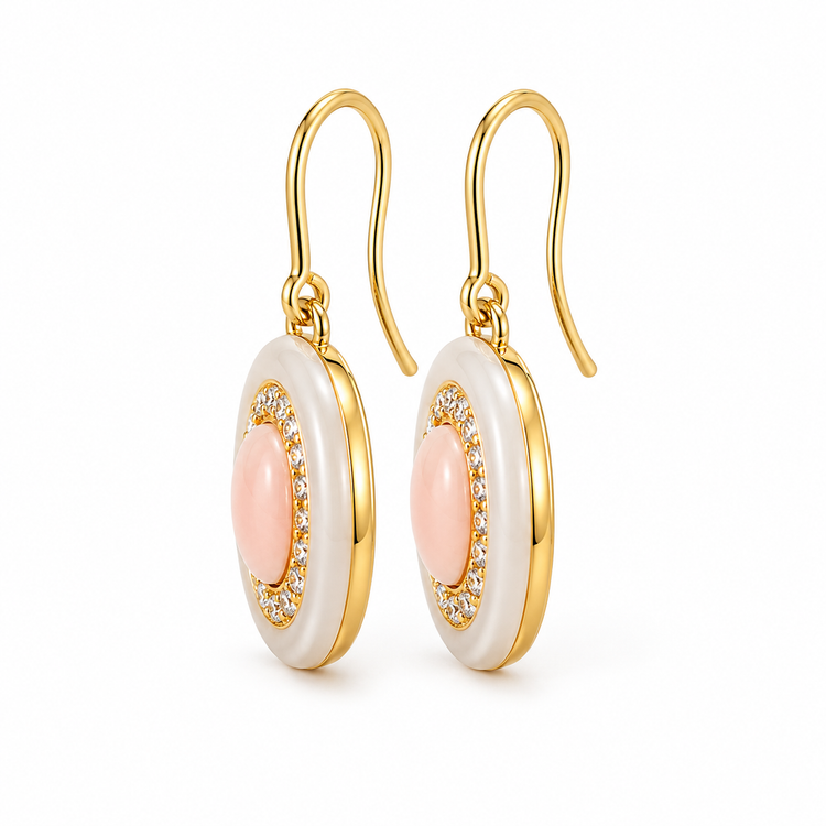 Natural Conch Pearl Hoop & Dangle Earrings – Sterling Silver 925