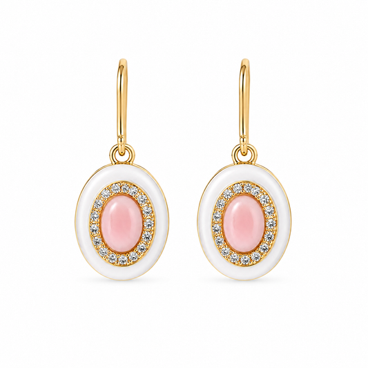 Natural Conch Pearl Hoop & Dangle Earrings – Sterling Silver 925
