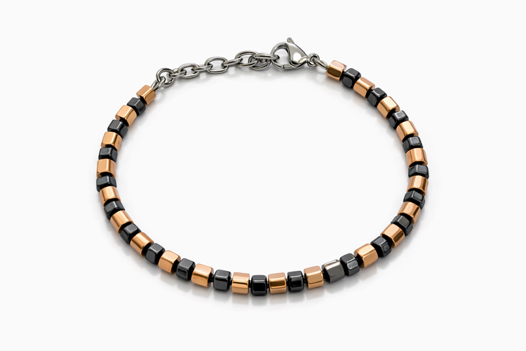 Men's Two-Tone Cube Bead Bracelet
