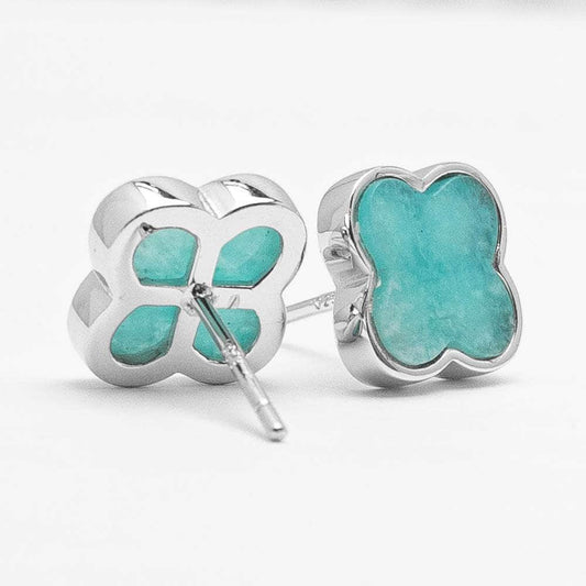 Amazonite (Peru) Flat Clover Earrings 10x10mm