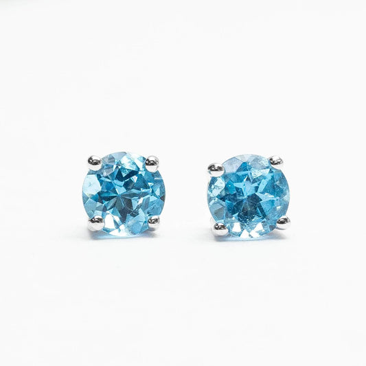 Swiss Blue Topaz (F)Solitaire Earrings 5mm