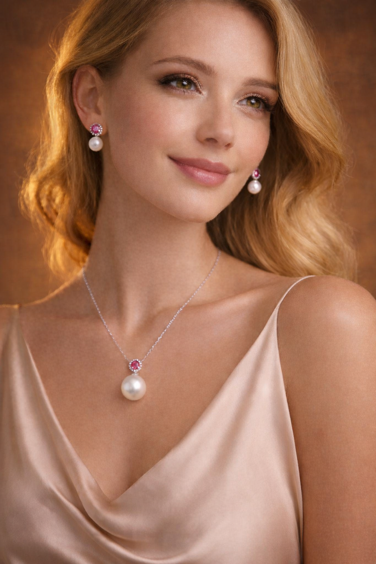 Ruby and South Sea Pearl Set