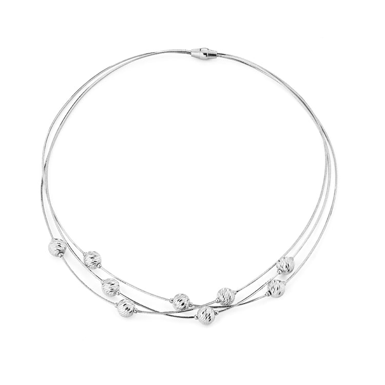 Silver Multi-Strand Beaded Necklace