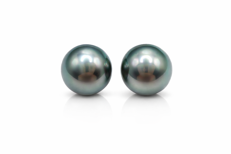 Platinum Grey Tahitian Pearl Studs | T19KPRL25090088