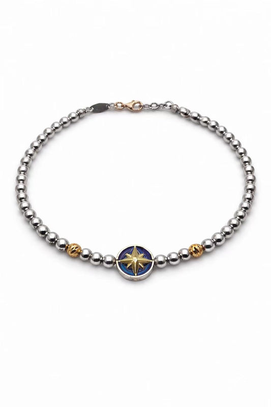 Men's Compass Star Bead Bracelet
