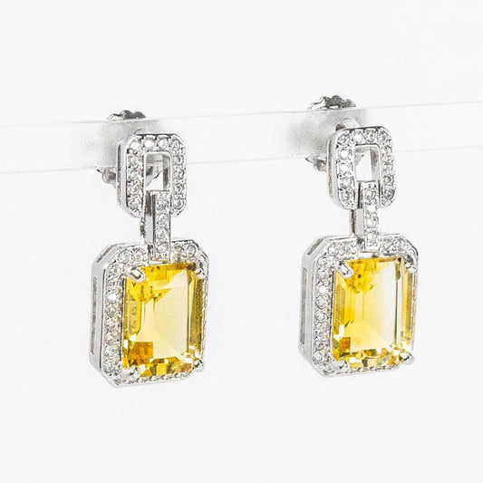 Silver Earrings-citrine-dangle